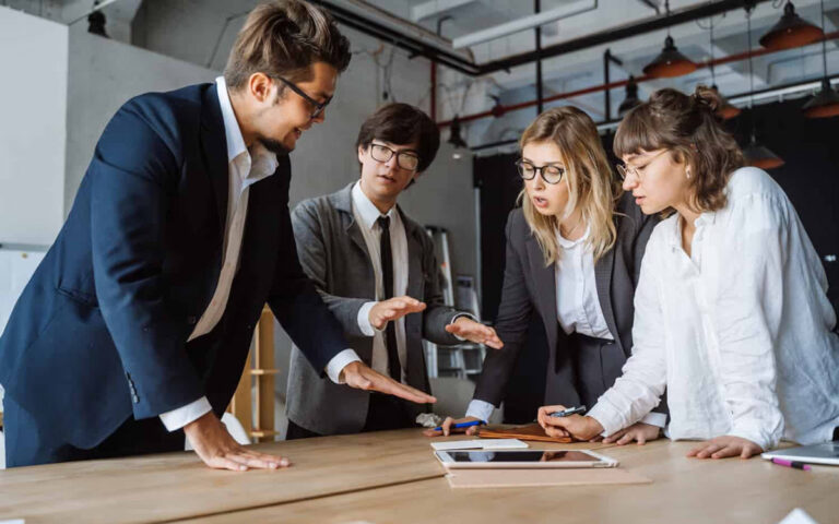 international team working at the office