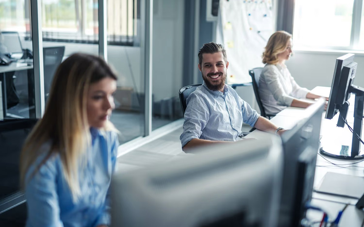 team at the office working