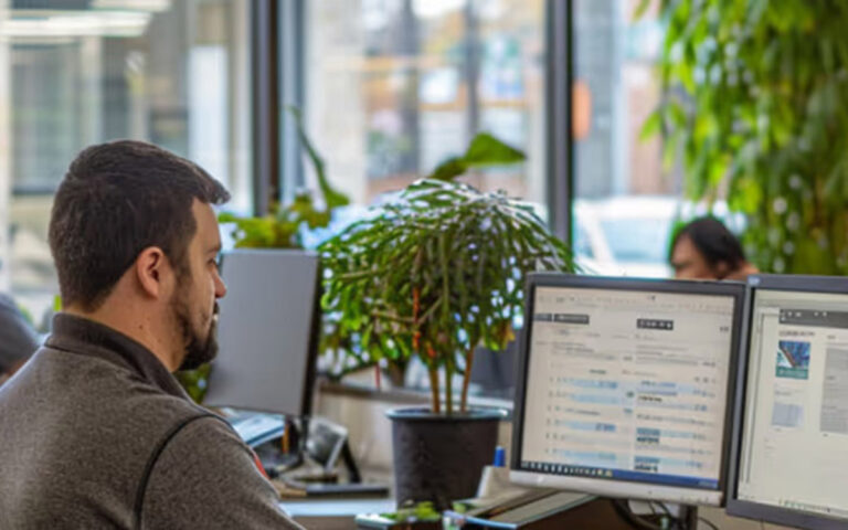 team at the office working