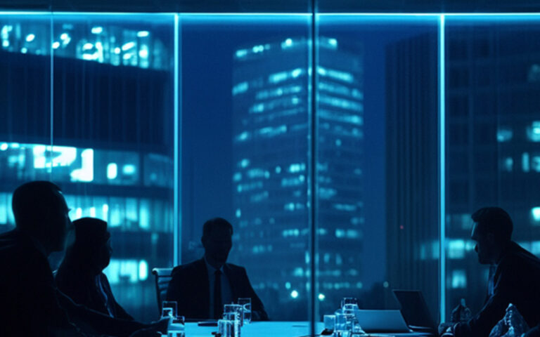 team working late office meeting