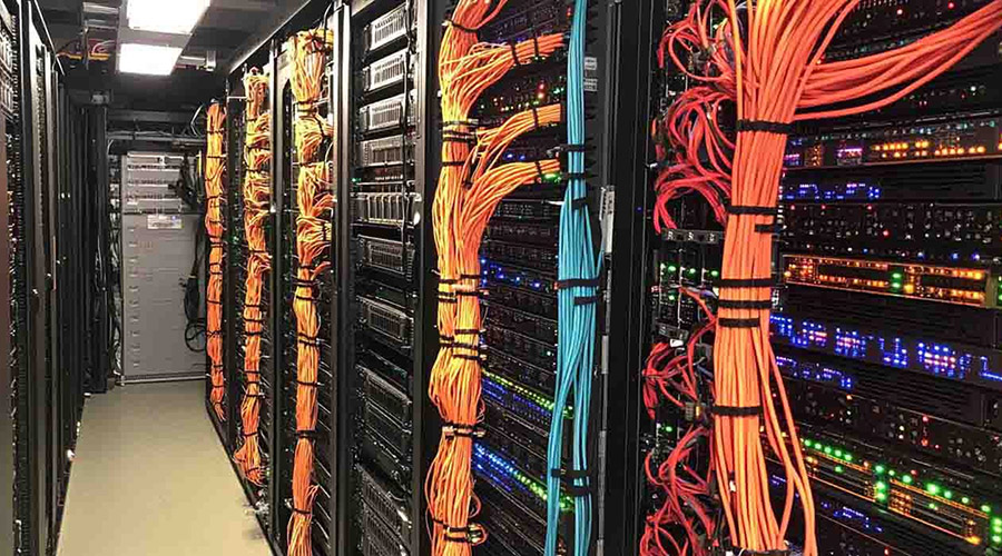 IT infrastructure showing on-premise servers vs. cloud-based solutions