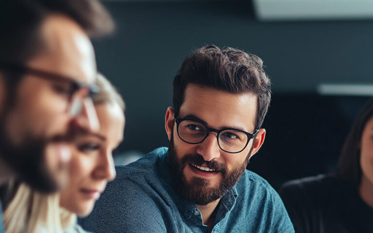 team at the office during meeting