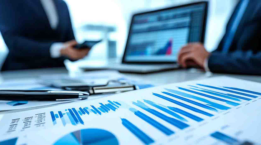 Business professionals discussing IT finance strategies in a meeting