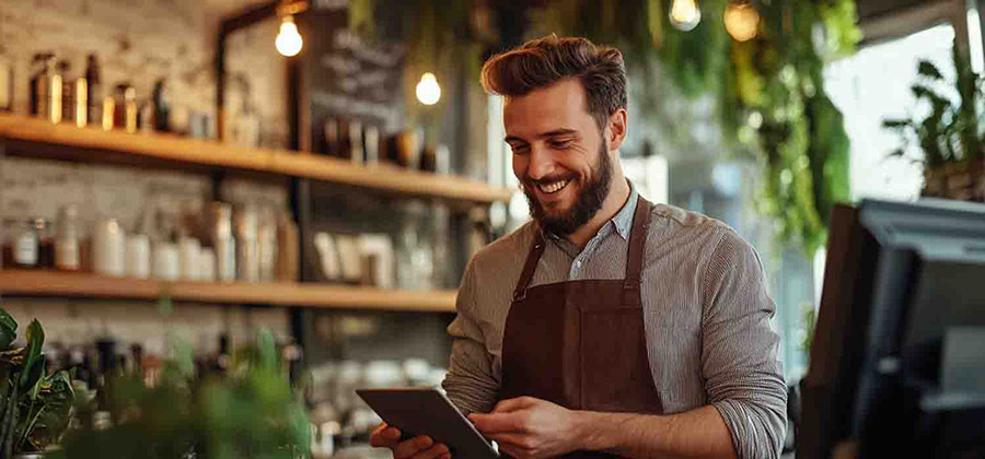 business owner talking about payment processing security risks. 