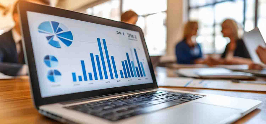 team discussing data-driven financial strategies in a conference room