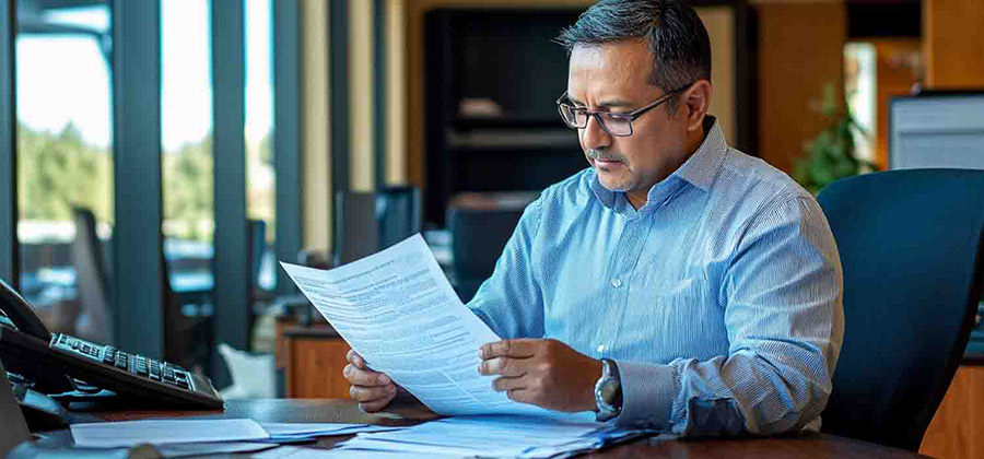 Businessman looking at the breakdown of managed IT pricing models 