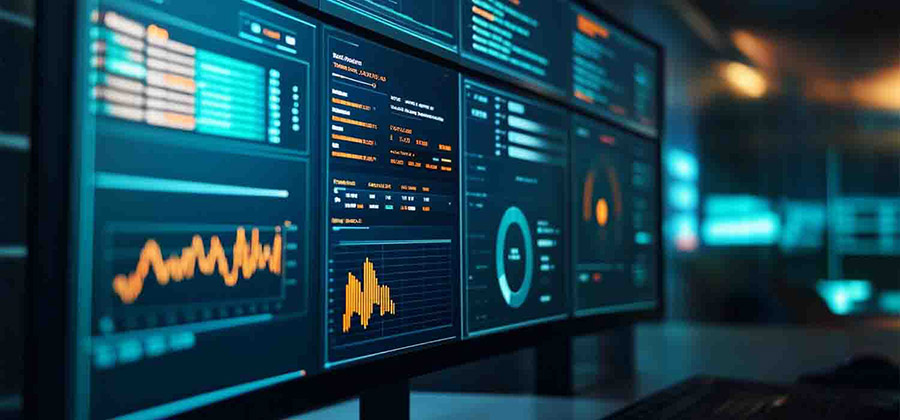 computer screens with data