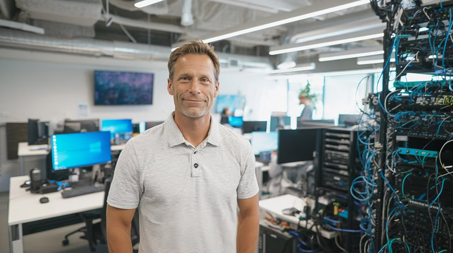 it worker smiling at the office