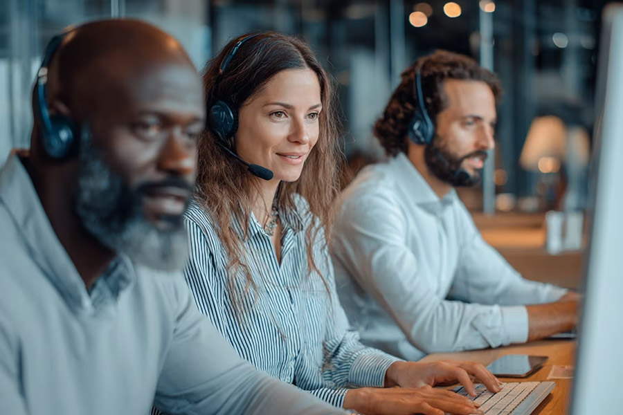 team working with multiple clients