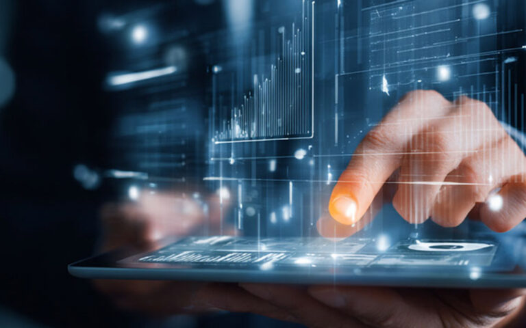 closeup of hand interacting with tablet