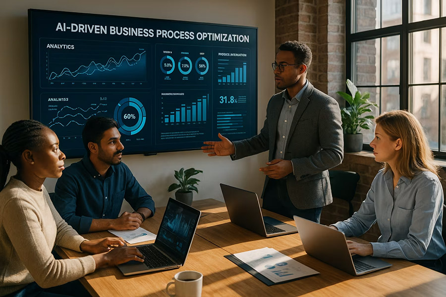 man presenting meeting ai process