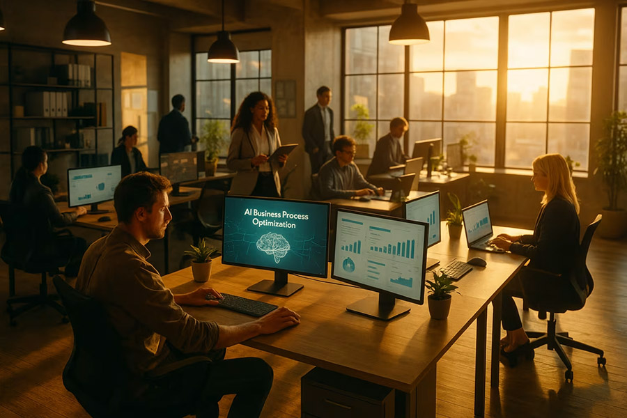 team working ai process automation