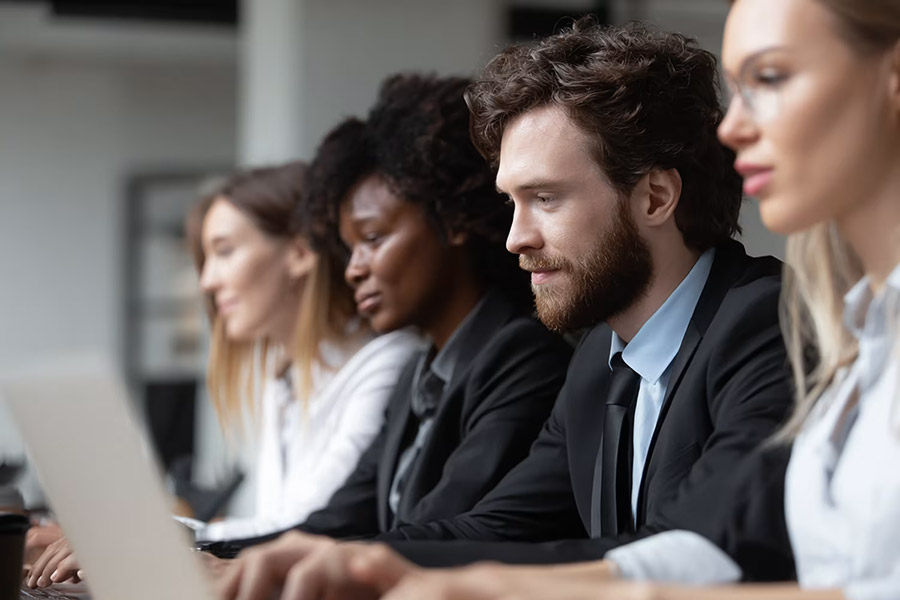 team working focused on project