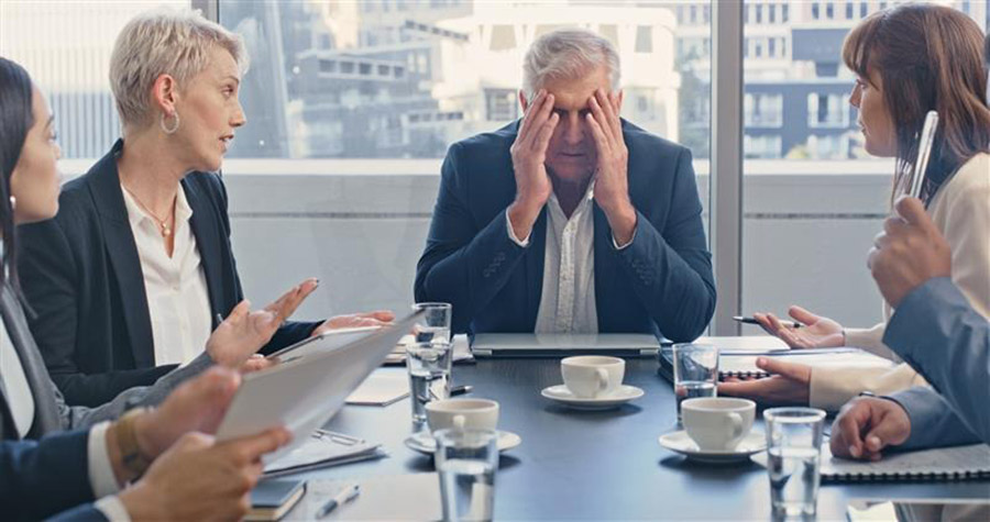 worried ceo during meeting