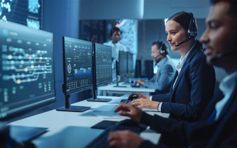 woman and team working support area