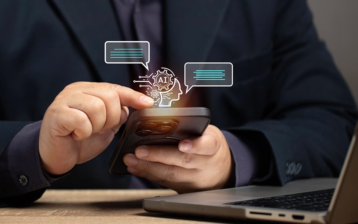 businessman working on his phone with AI in Los Angeles
