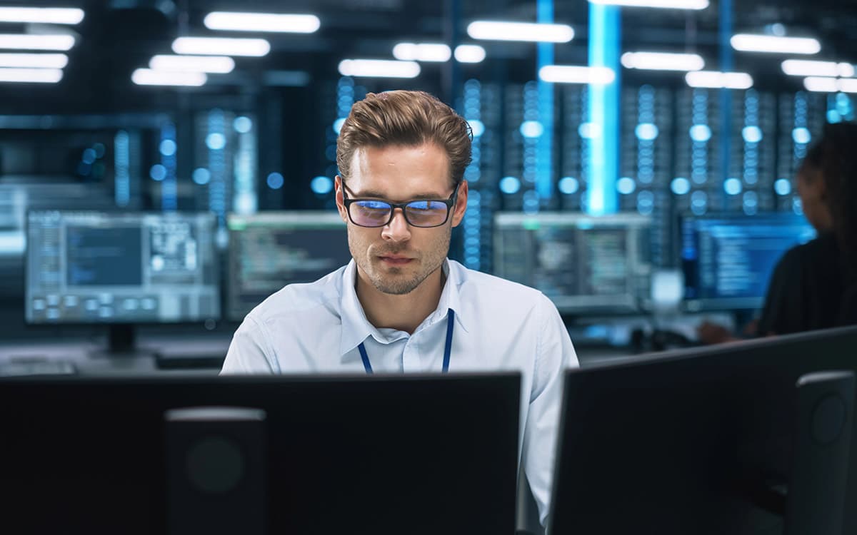 IT manager working on security project