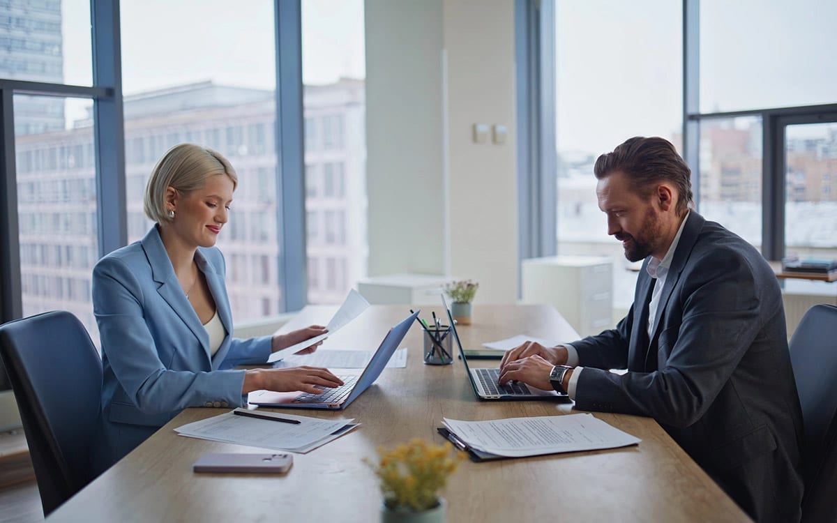 lawyers at an office working on a case